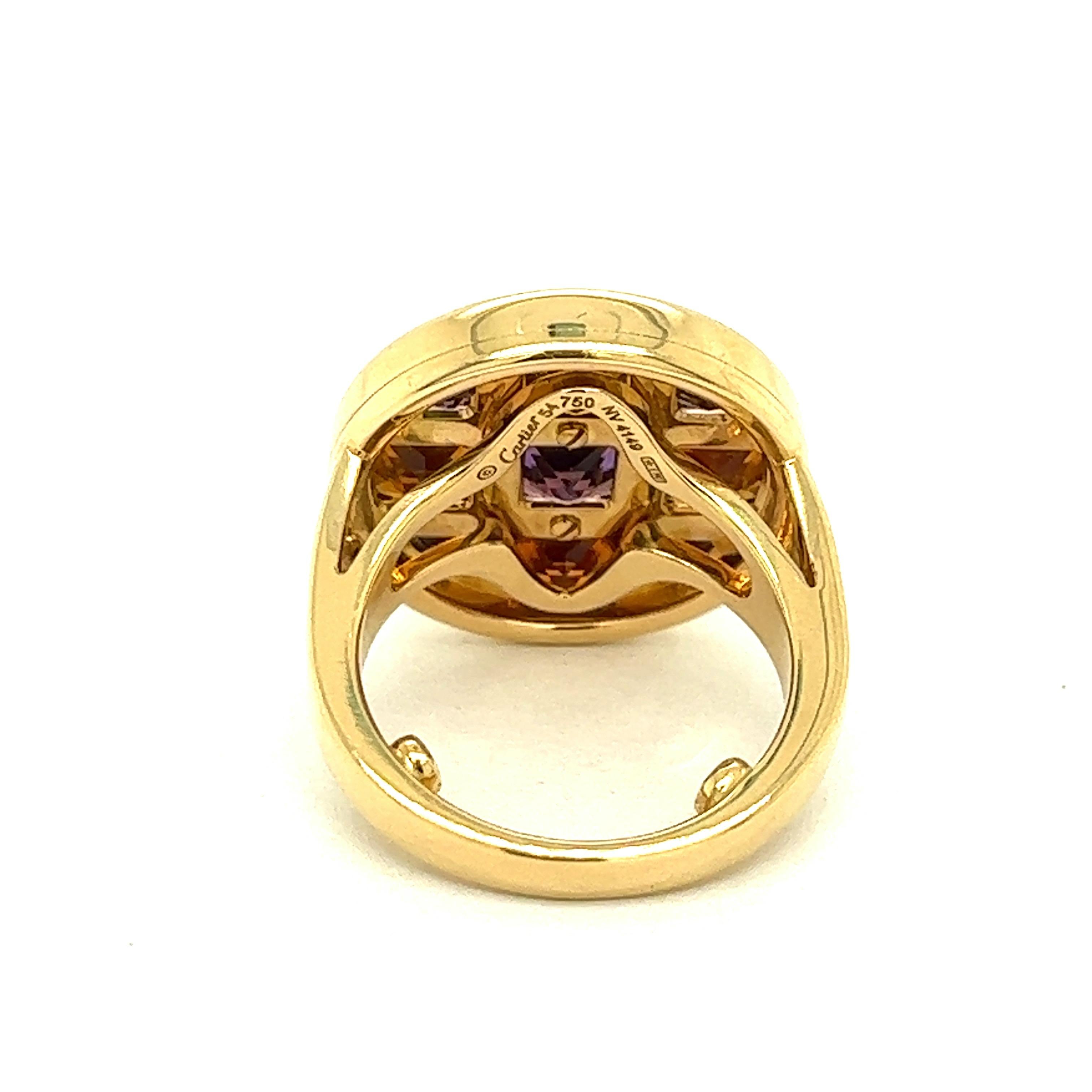 Square Cut Cartier Pasha Citrine & Amethyst Round Ring For Sale
