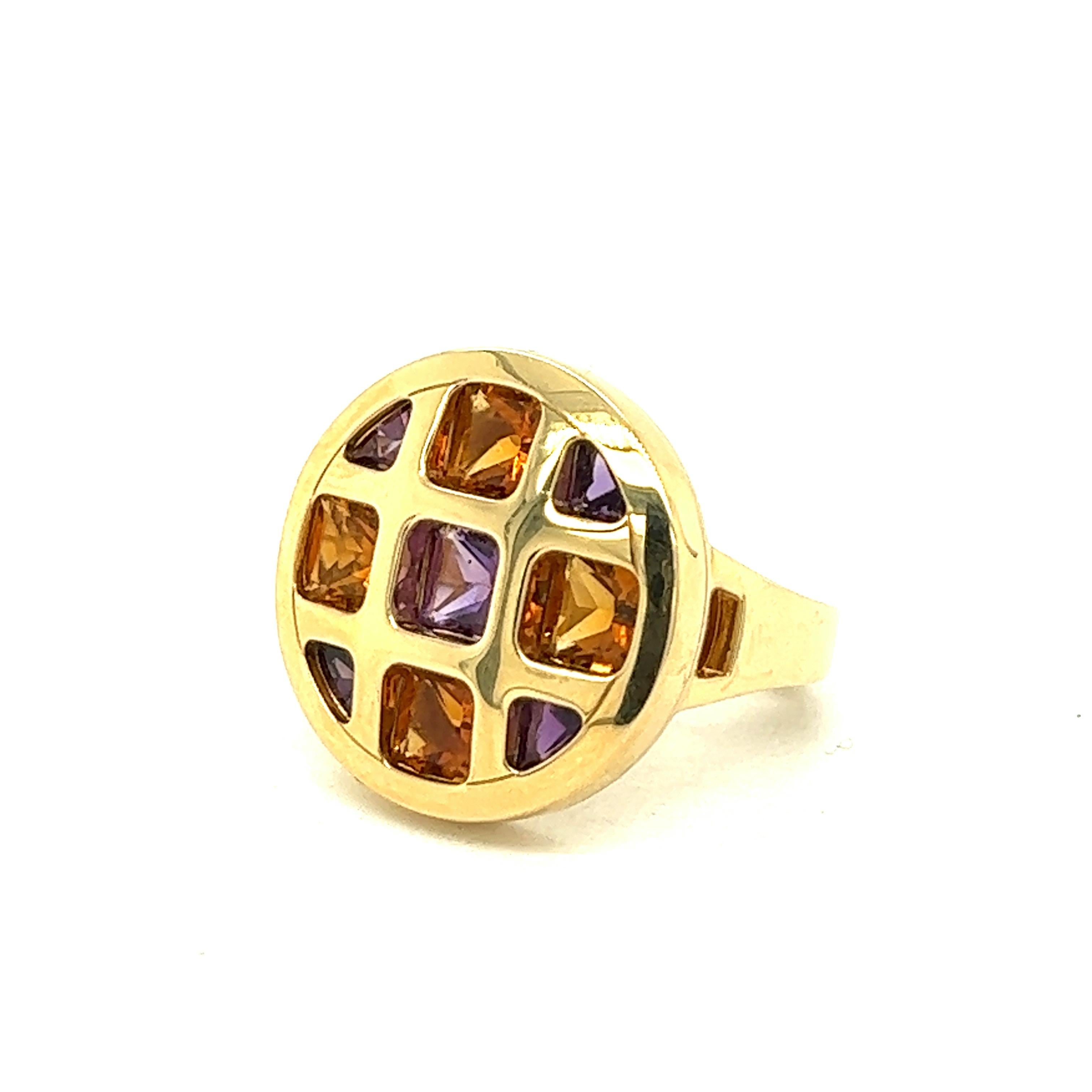 Cartier Pasha Citrine & Amethyst Round Ring For Sale 1