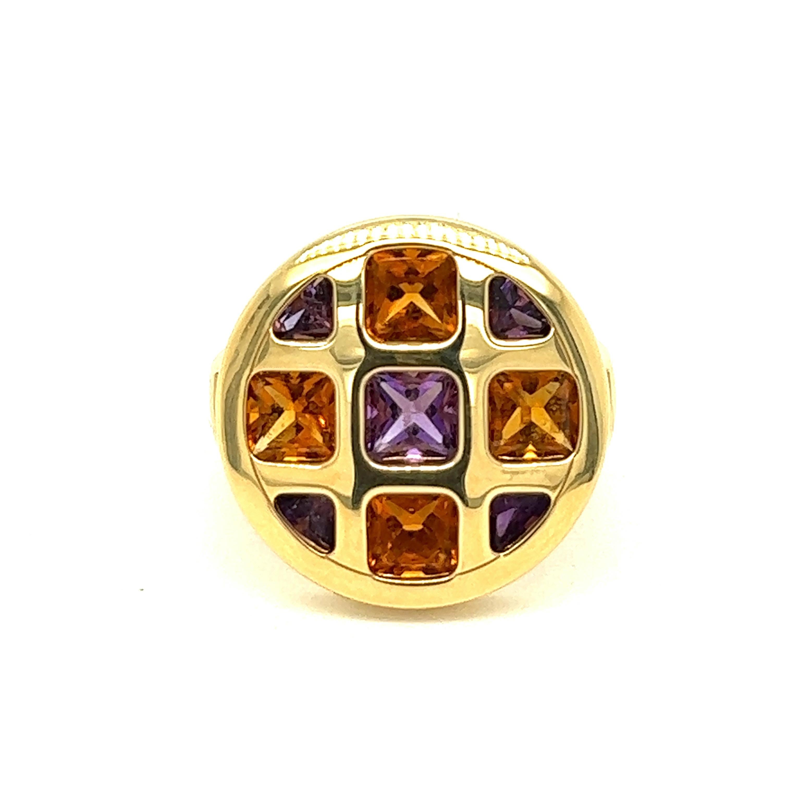 Cartier Pasha Citrine & Amethyst Round Ring For Sale 2