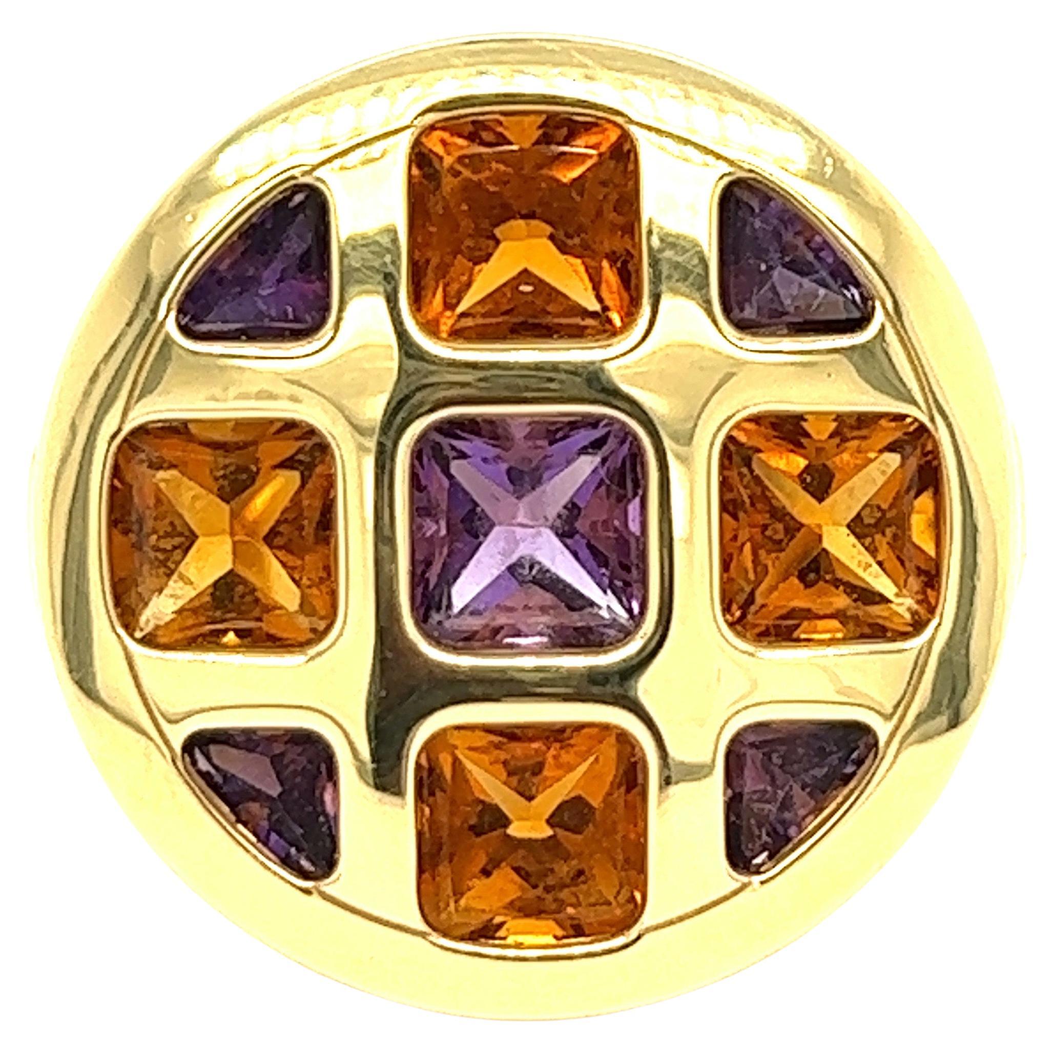 Cartier Pasha Citrine & Amethyst Round Ring For Sale
