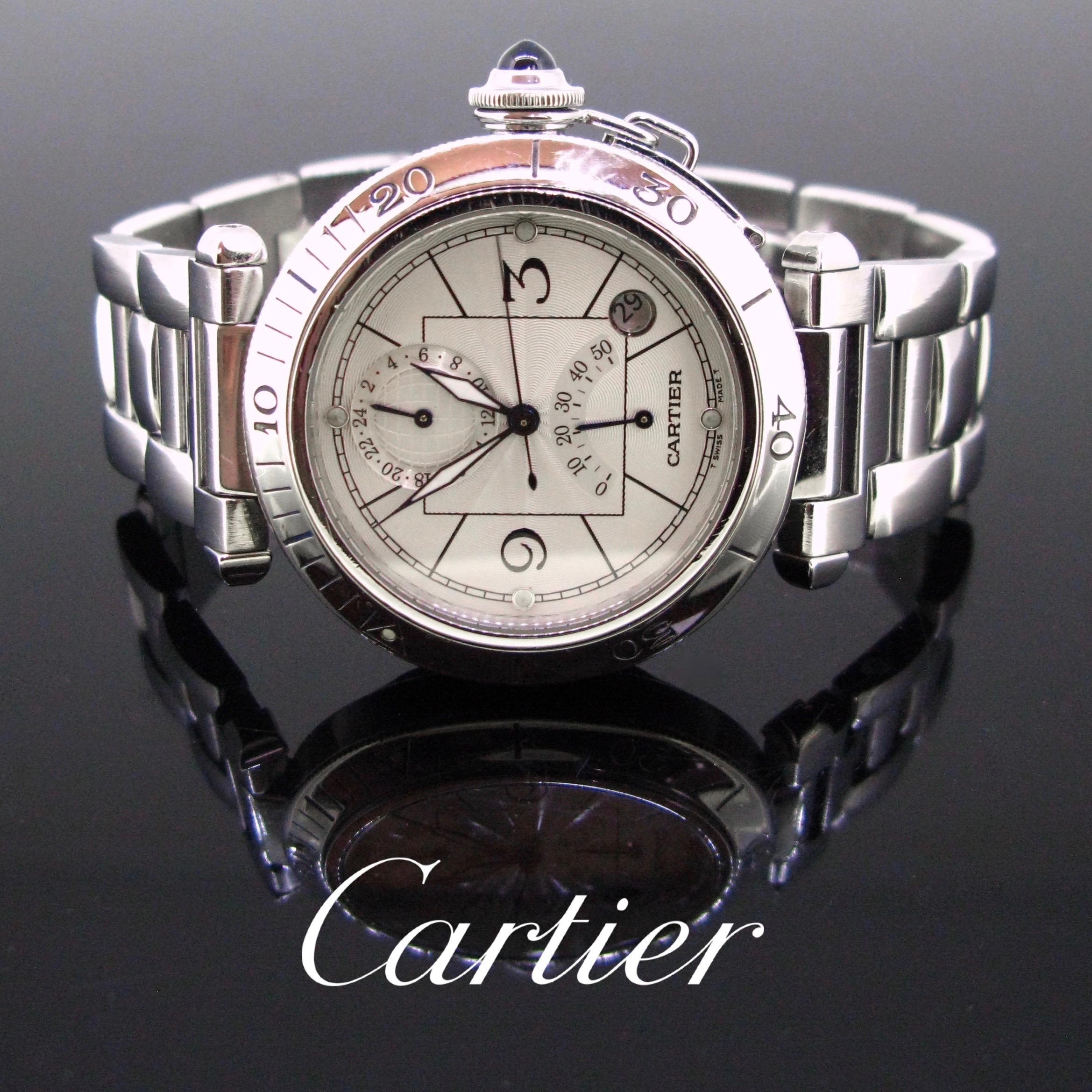 Cartier Pasha Date Stainless Steel Automatic Wristwatch In Good Condition In London, GB