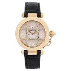 Reloj Cartier Pasha De 32mm Oro Amarillo 18K Diamond Grille Esfera Plateada 2399