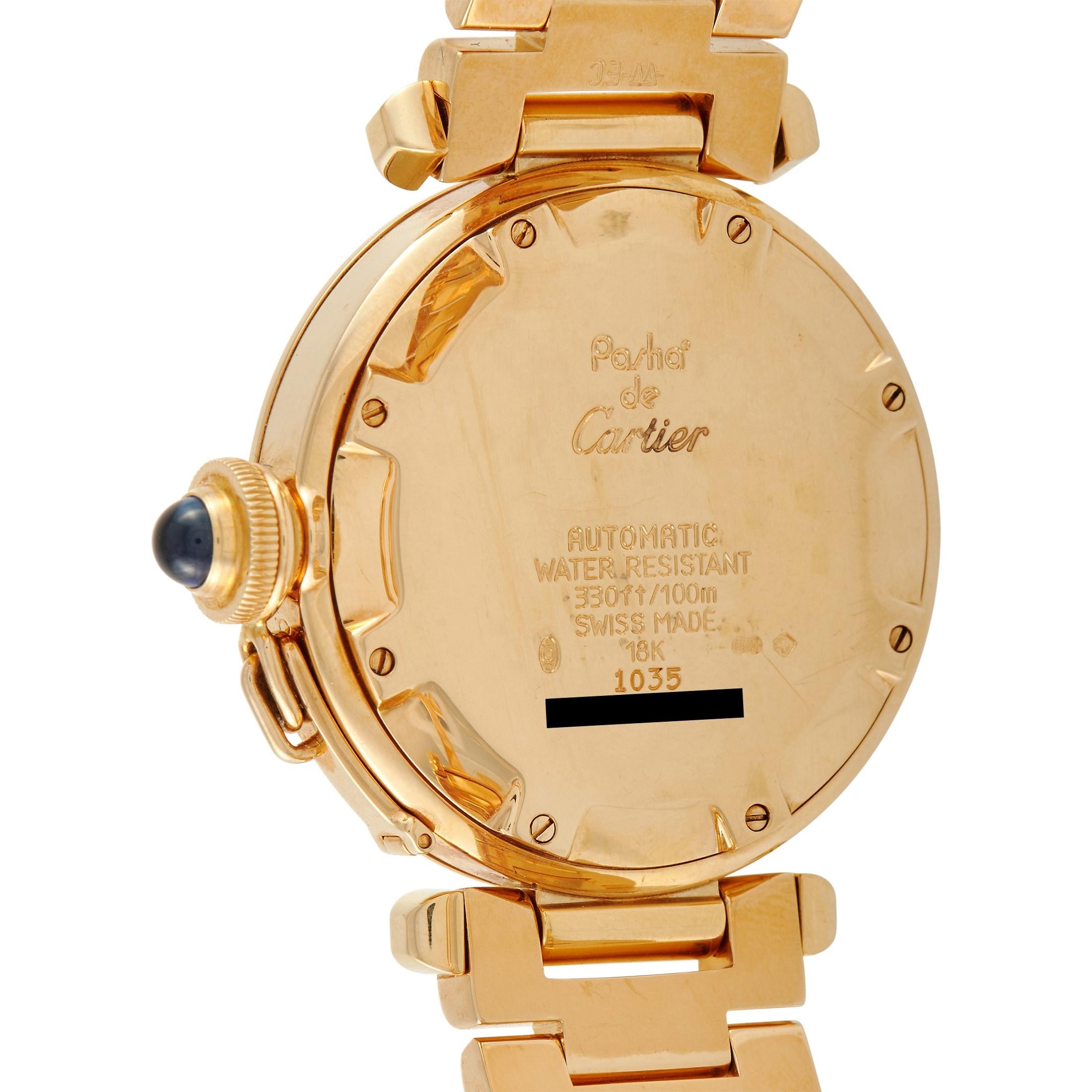Cartier Pasha de Cartier 18K Yellow Gold Automatic Watch In Excellent Condition In Southampton, PA