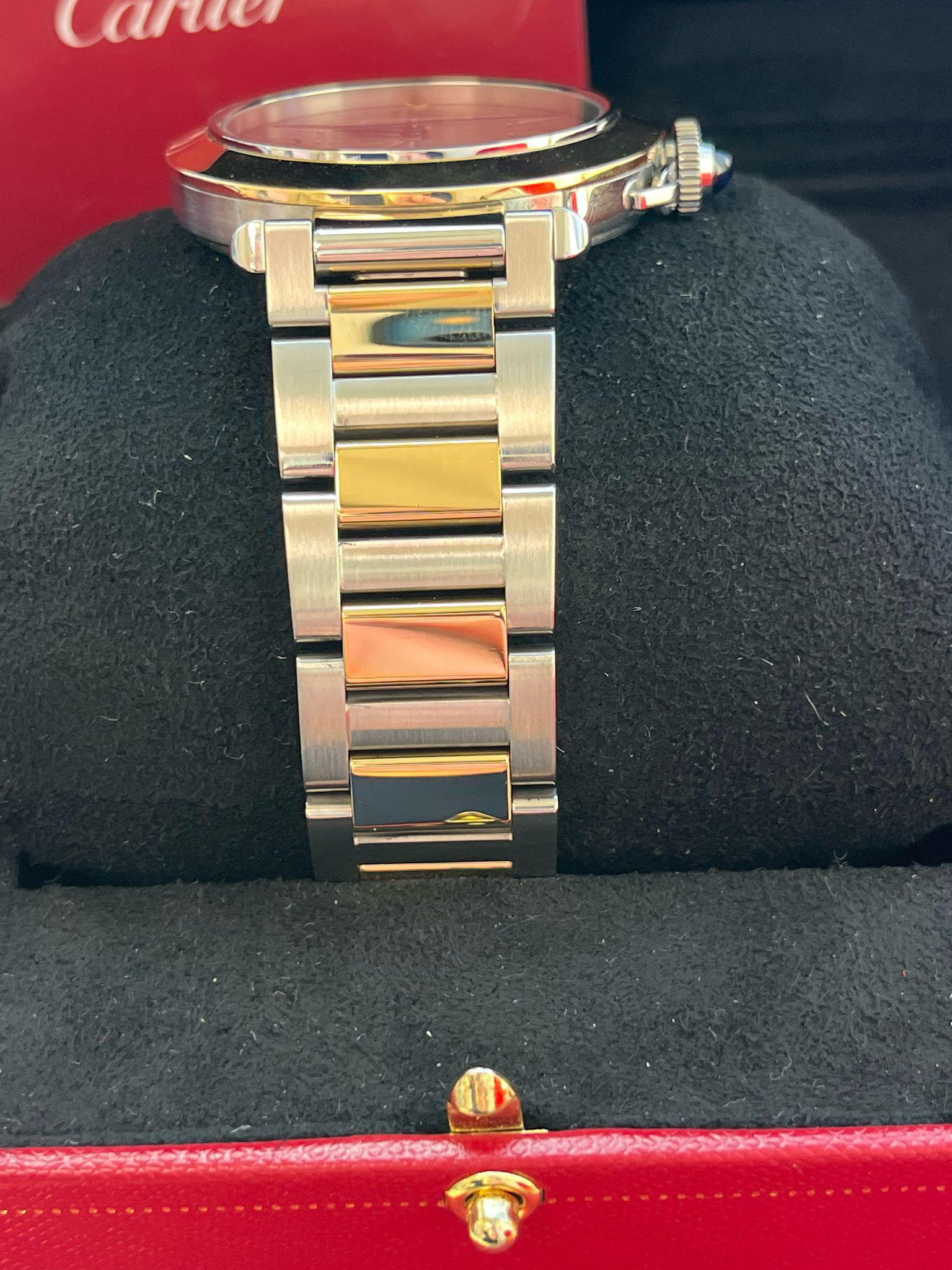 Cartier Pasha de Cartier 41mm Flinque Dial Steel & 18K Gold Watch W2PA0009 For Sale 5