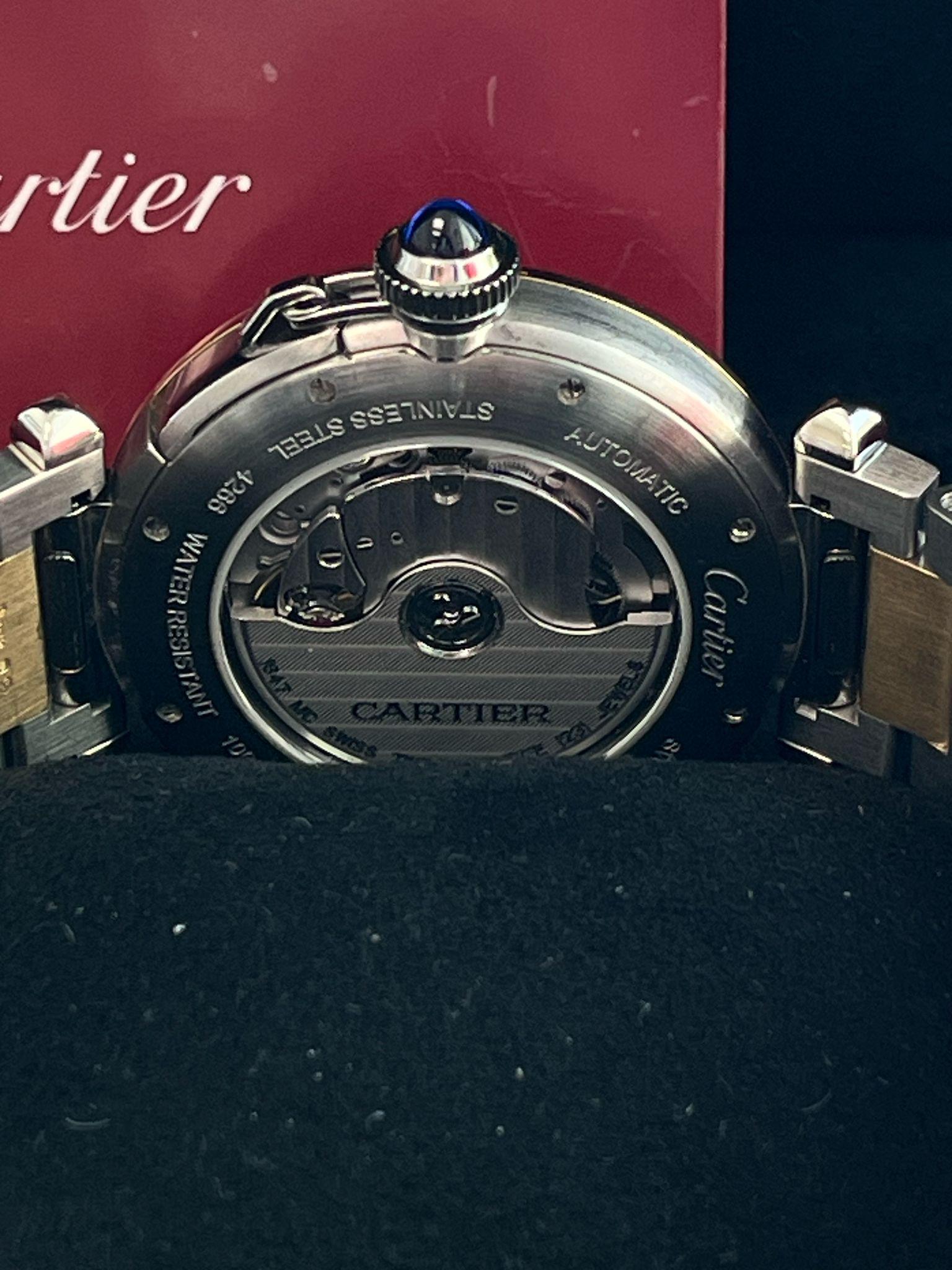 Cartier Pasha de Cartier 41mm Flinque Dial Steel & 18K Gold Watch W2PA0009 For Sale 8