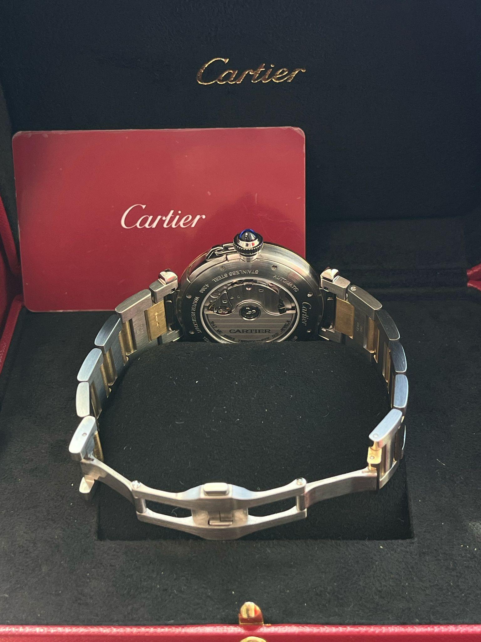 Cartier Pasha de Cartier 41mm Flinque Dial Steel & 18K Gold Watch W2PA0009 For Sale 9