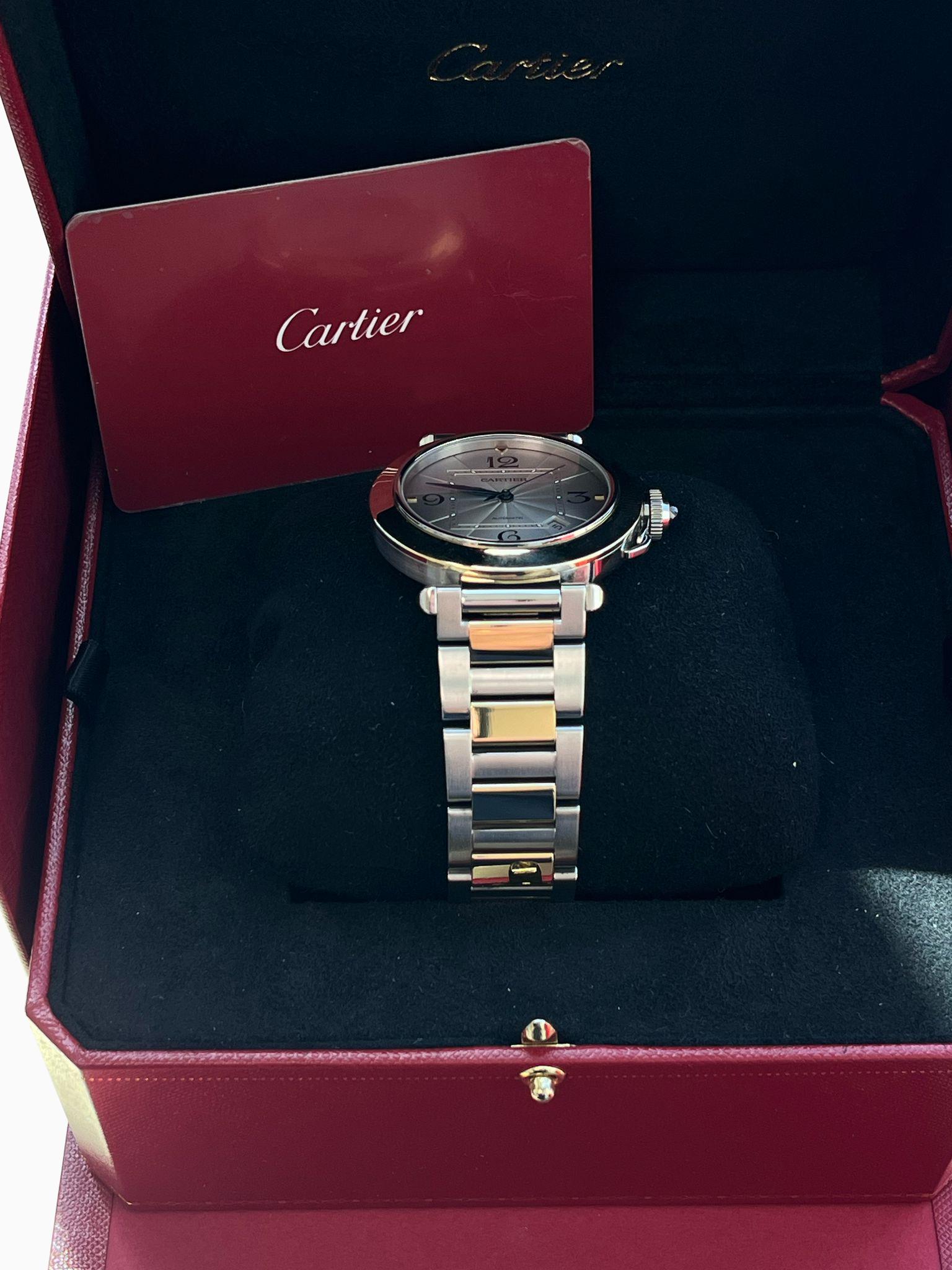 Cartier Pasha de Cartier 41mm Flinque Dial Steel & 18K Gold Watch W2PA0009 For Sale 2