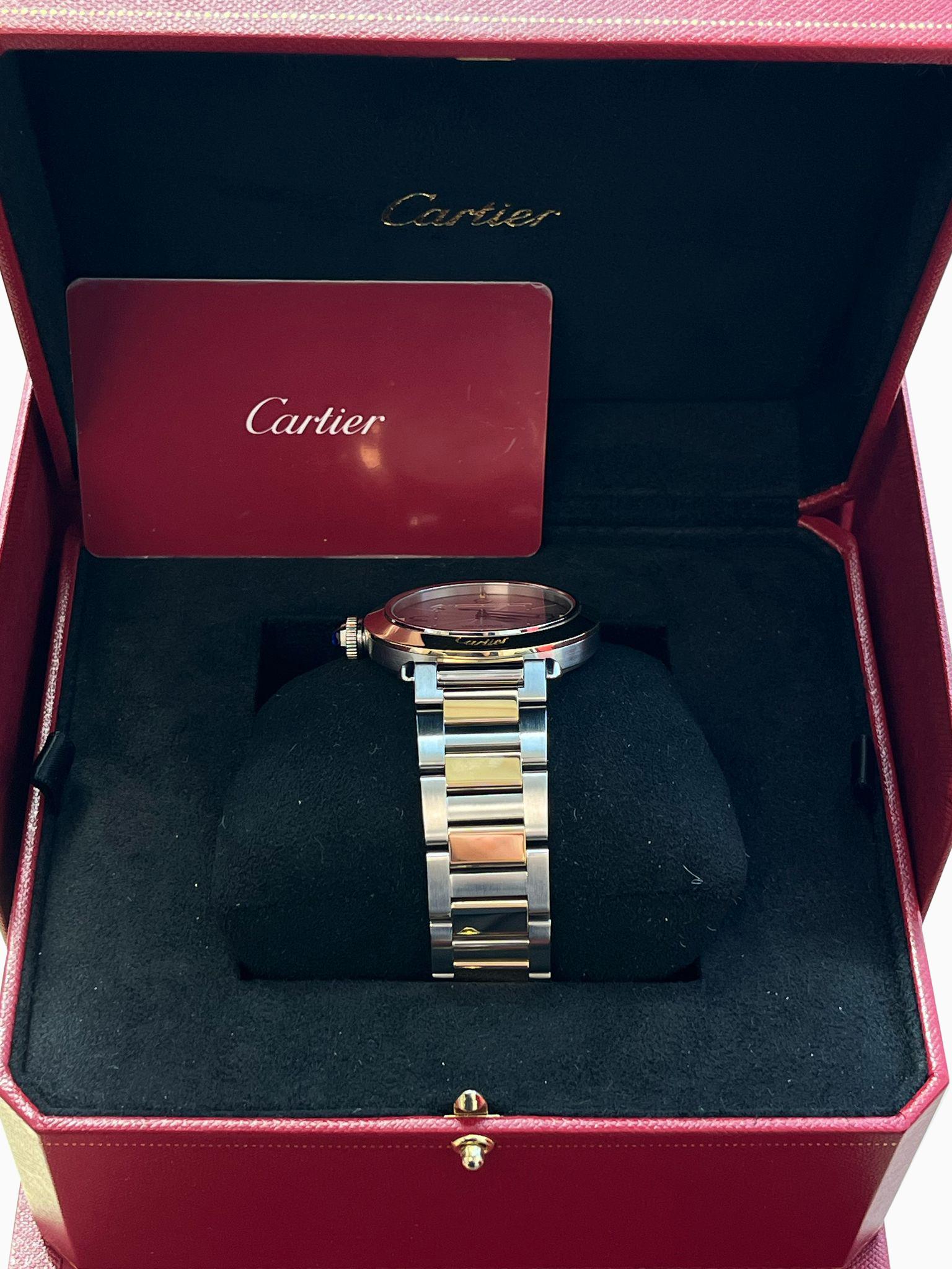 Cartier Pasha de Cartier 41mm Flinque Dial Steel & 18K Gold Watch W2PA0009 For Sale 3