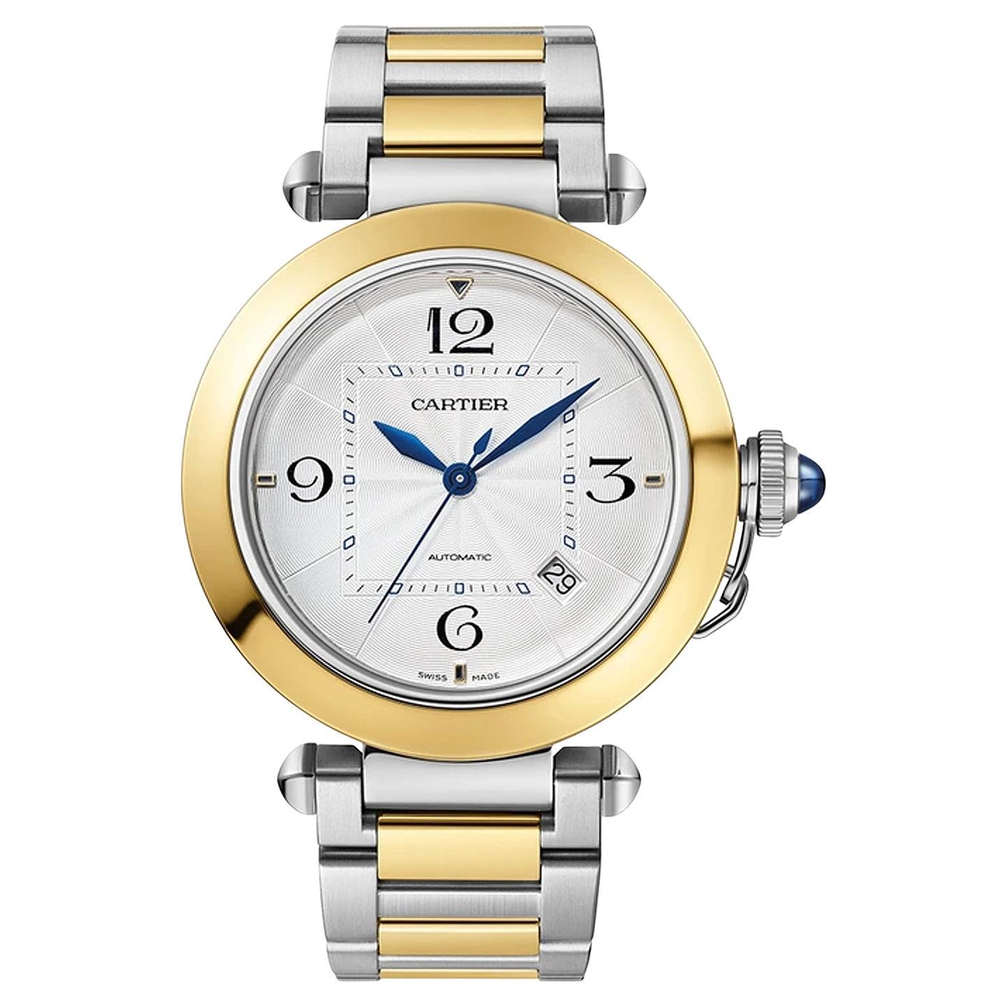 Cartier Pasha de Cartier 41mm Flinque Dial Steel & 18K Gold Watch W2PA0009