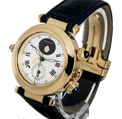 Cartier Pasha de Cartier Alarm Moonphase Gents 18 Karat Gold Silver Dial 30011