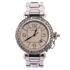 Cartier Pasha De Cartier Automatic Watch White Gold with Diamond Bezel 32