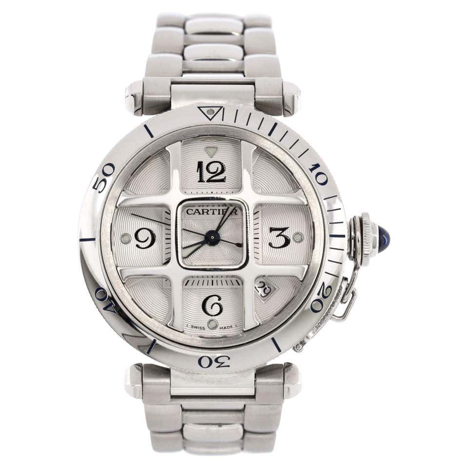 Cartier Pasha 38 Chronograph Steel Quartz Watch W3100355 For Sale at ...