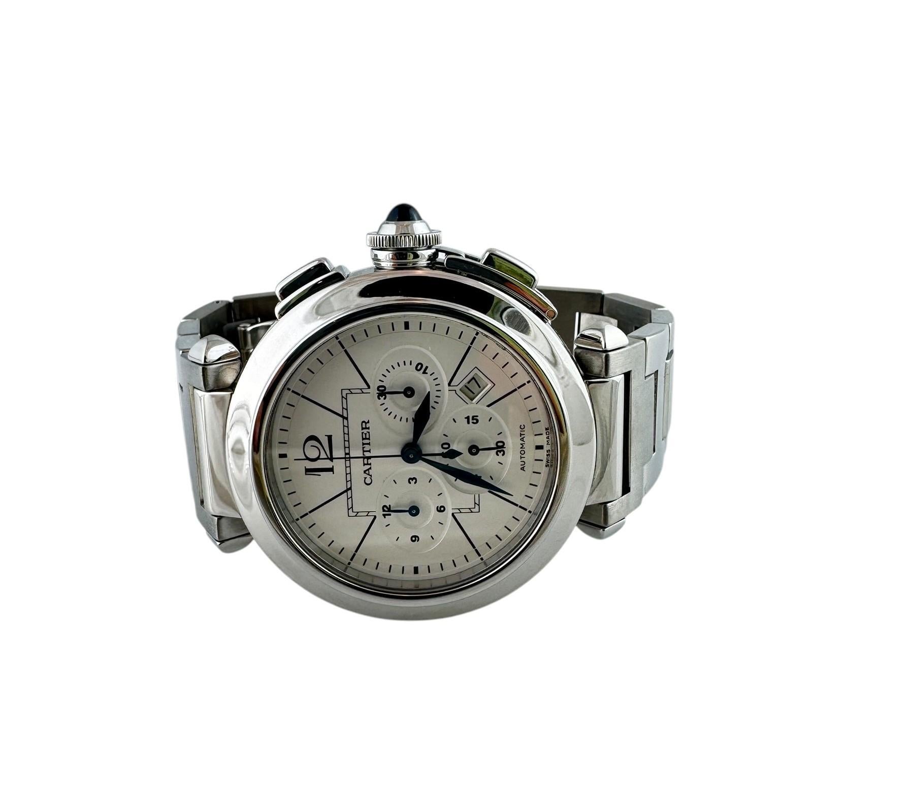 Cartier Pasha de Cartier Men's Stainless Automatic Watch 42mm #20309 In Good Condition In Washington Depot, CT
