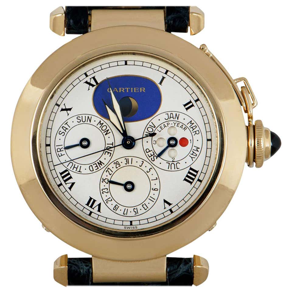 Cartier Pasha de Cartier Perpetual Calendar 18k Yellow Gold Silver Dial