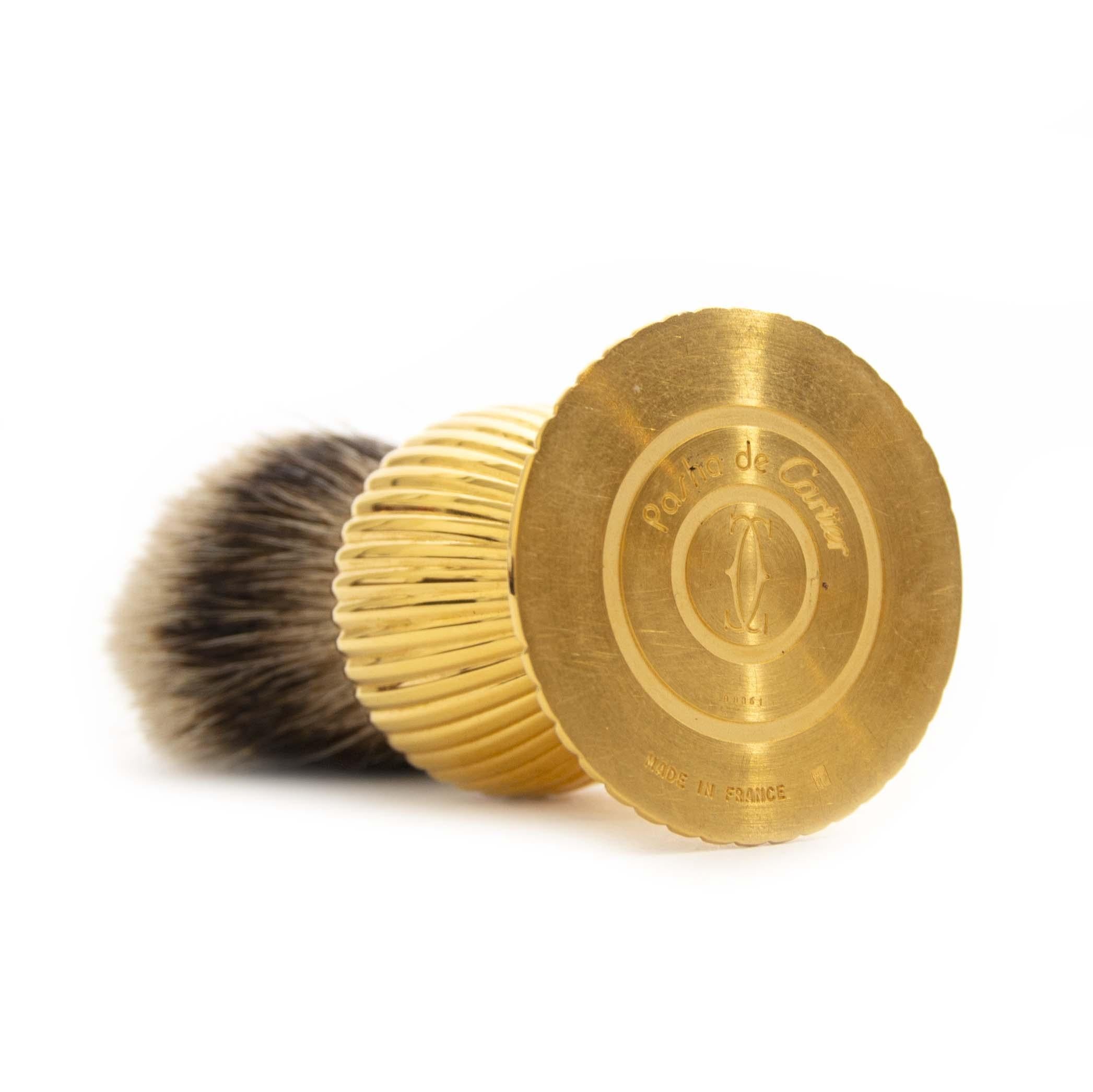 Very good condition

Cartier Pasha de Cartier Shaving Set

This Cartier shaving set is an absolute unique must have for your bathroom. This set comes with a shaving brush and a razor that is 18K and 24K gold-plated.

Comes with:

booklet
