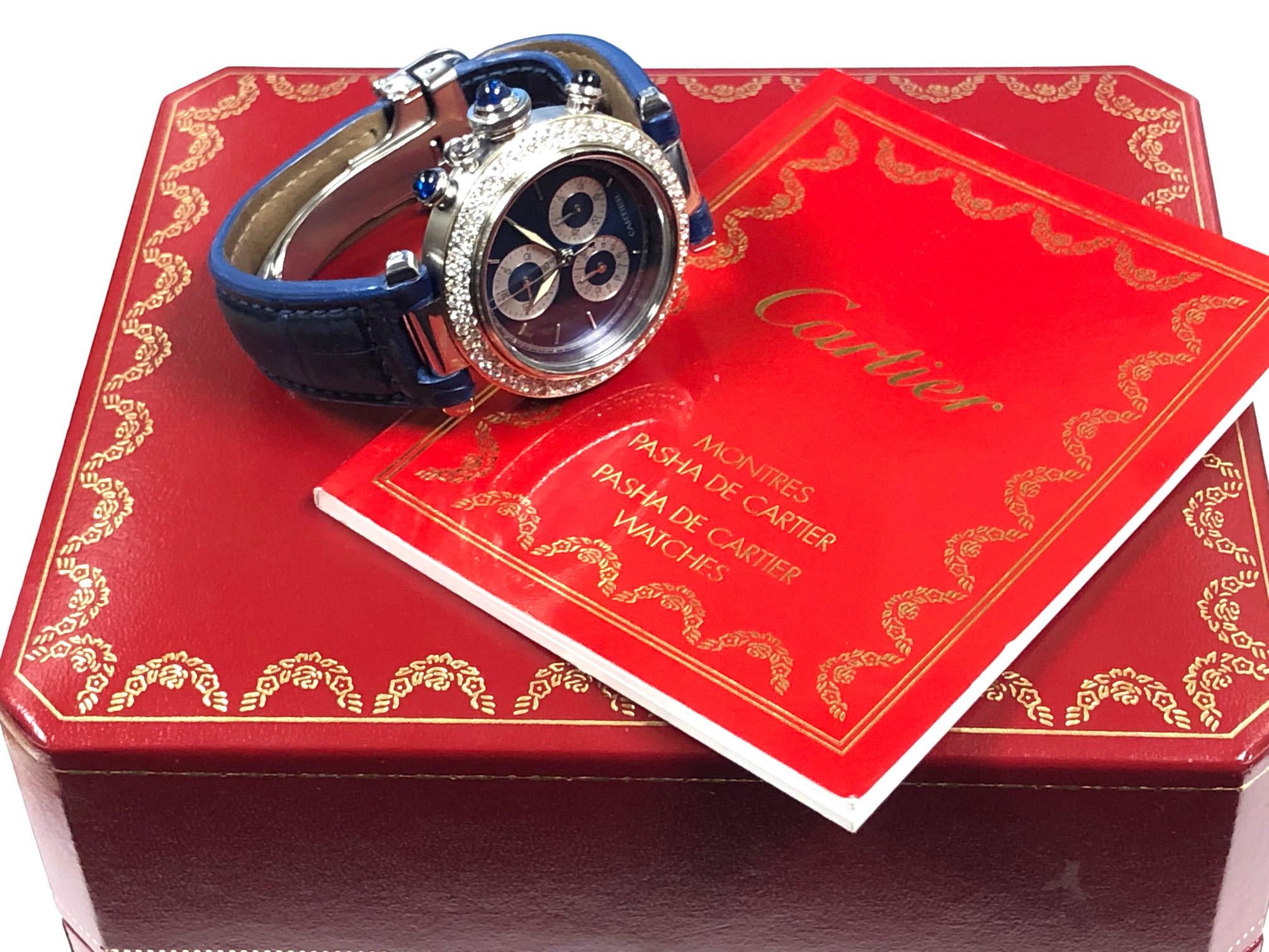 Cartier Pasha de Cartier Steel and Diamond Set Quartz Chronograph Wrist Watch 1