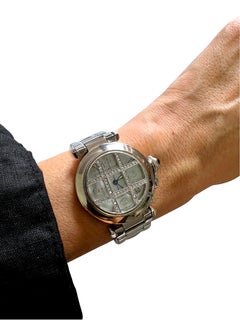 Cartier Pasha de Cartier White Dial Diamonds Halo Grid 18 Karat White Gold Watch