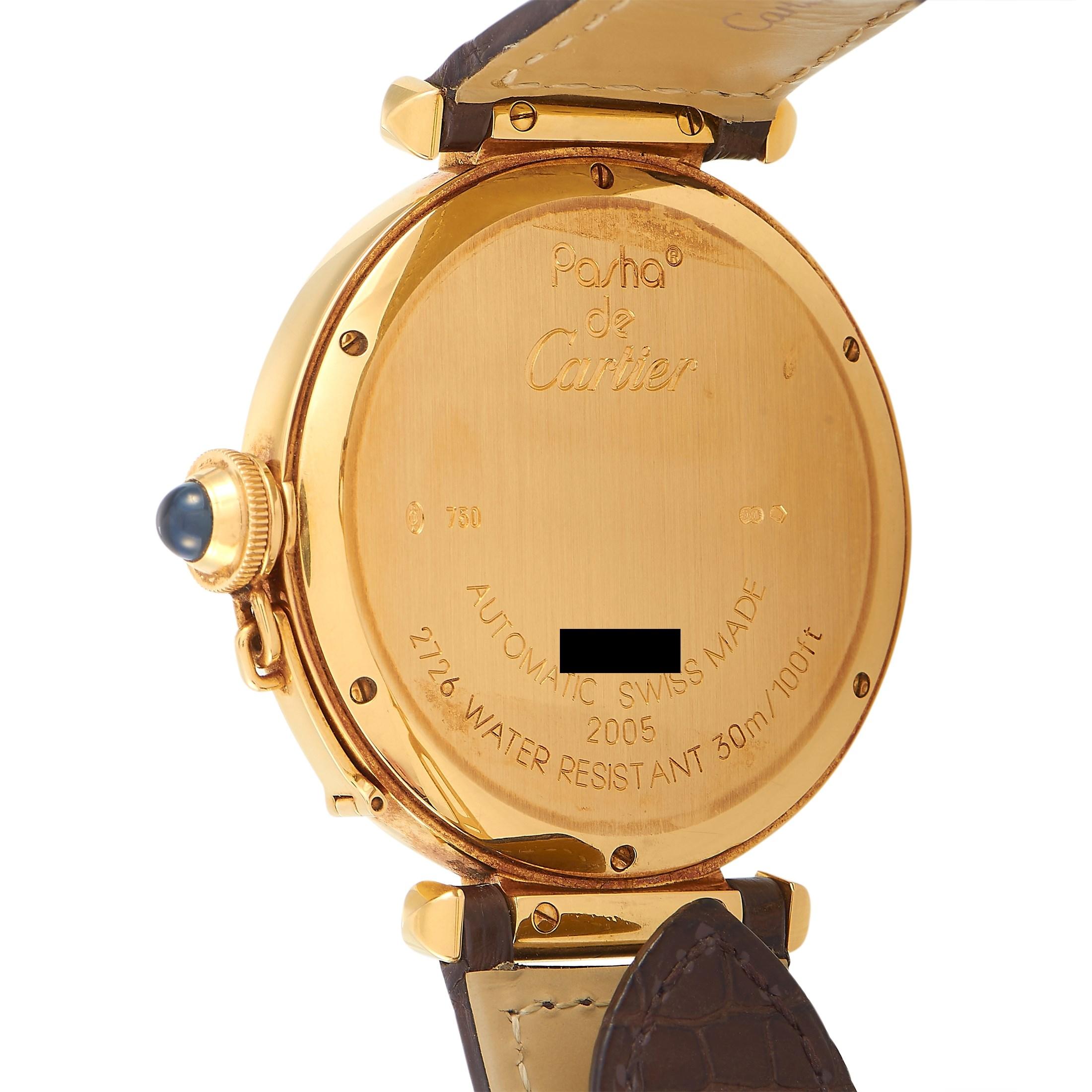 Cartier Pasha de Cartier Yellow Gold Watch W3018651 In Excellent Condition In Southampton, PA