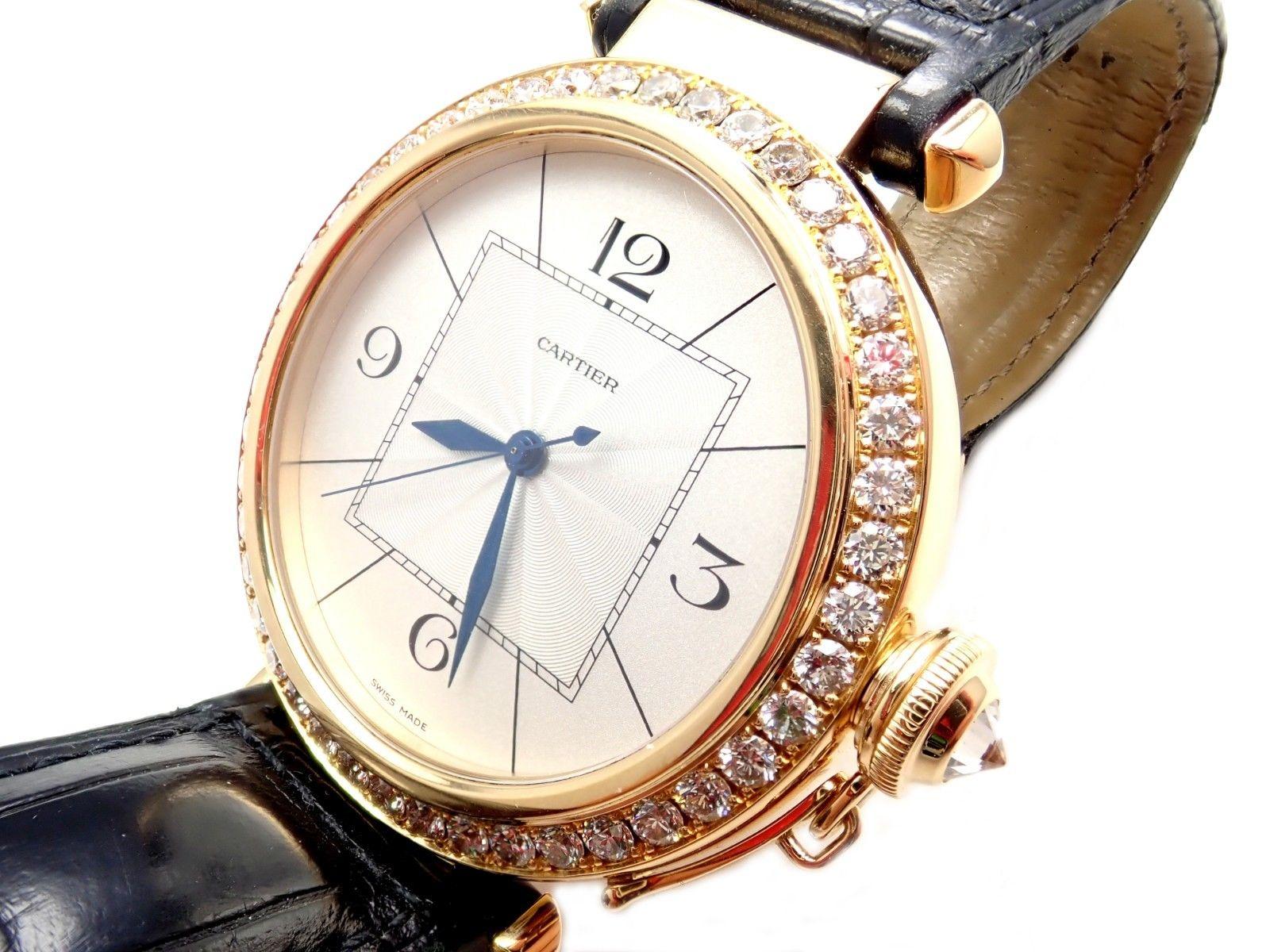 Women's or Men's Cartier Pasha Diamond Automatic Yellow Gold Watch