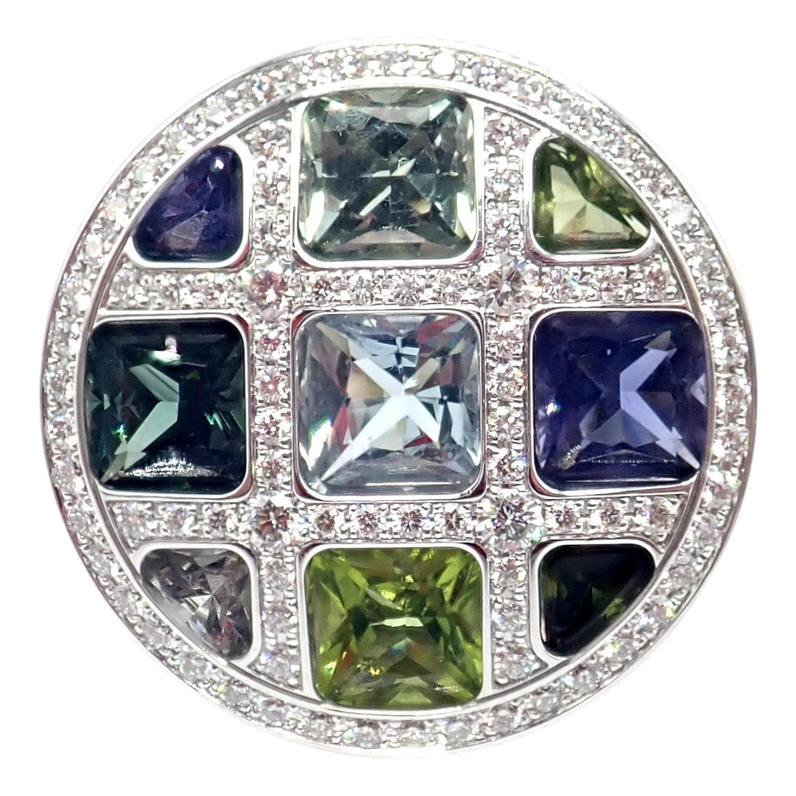 Femenino o masculino Anillo Cartier Pasha Diamante Turmalina Aguamarina Oro Blanco en venta