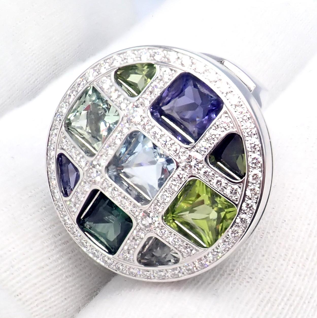 Anillo Cartier Pasha Diamante Turmalina Aguamarina Oro Blanco en venta 2