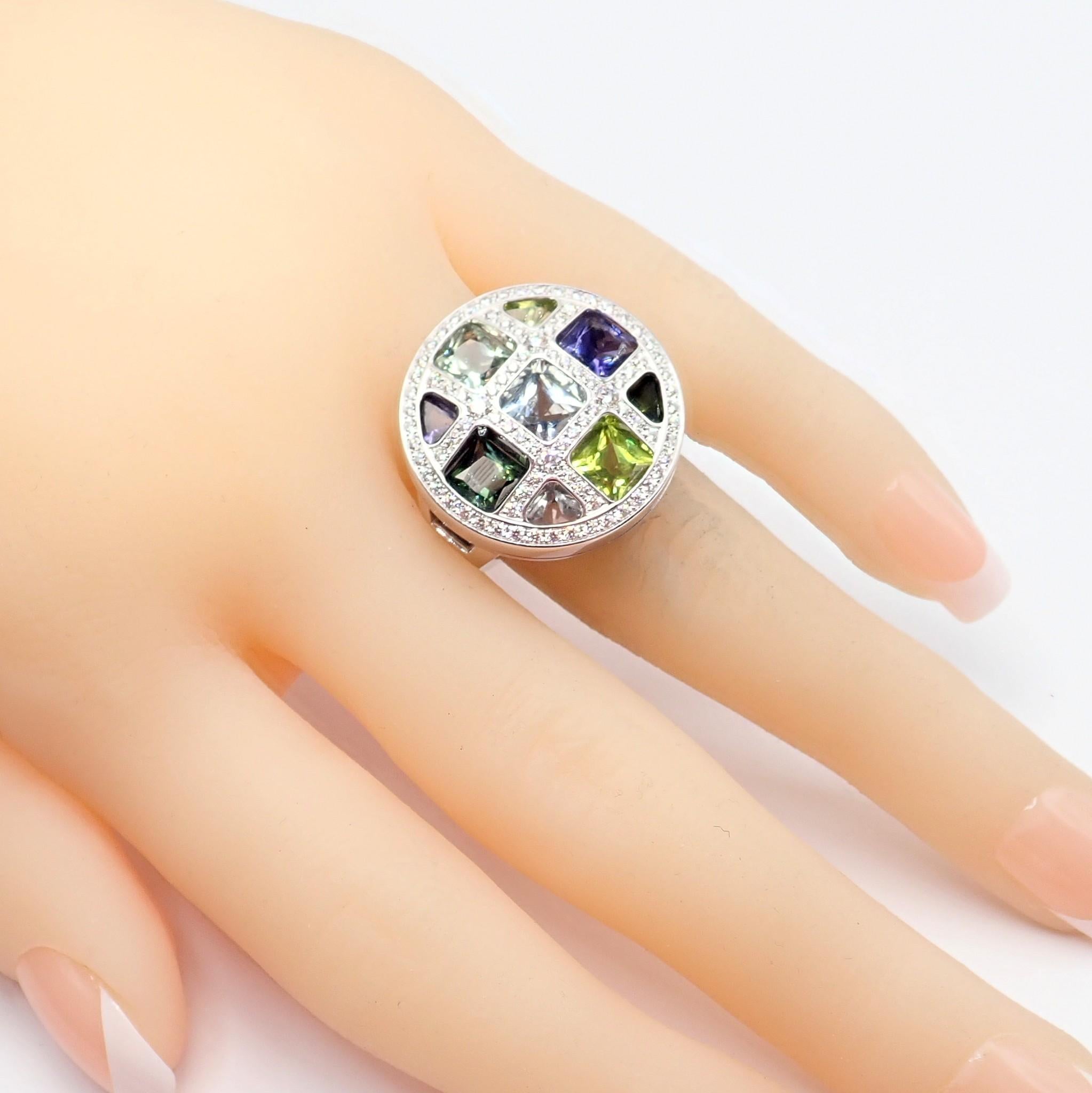 Anillo Cartier Pasha Diamante Turmalina Aguamarina Oro Blanco en venta 3