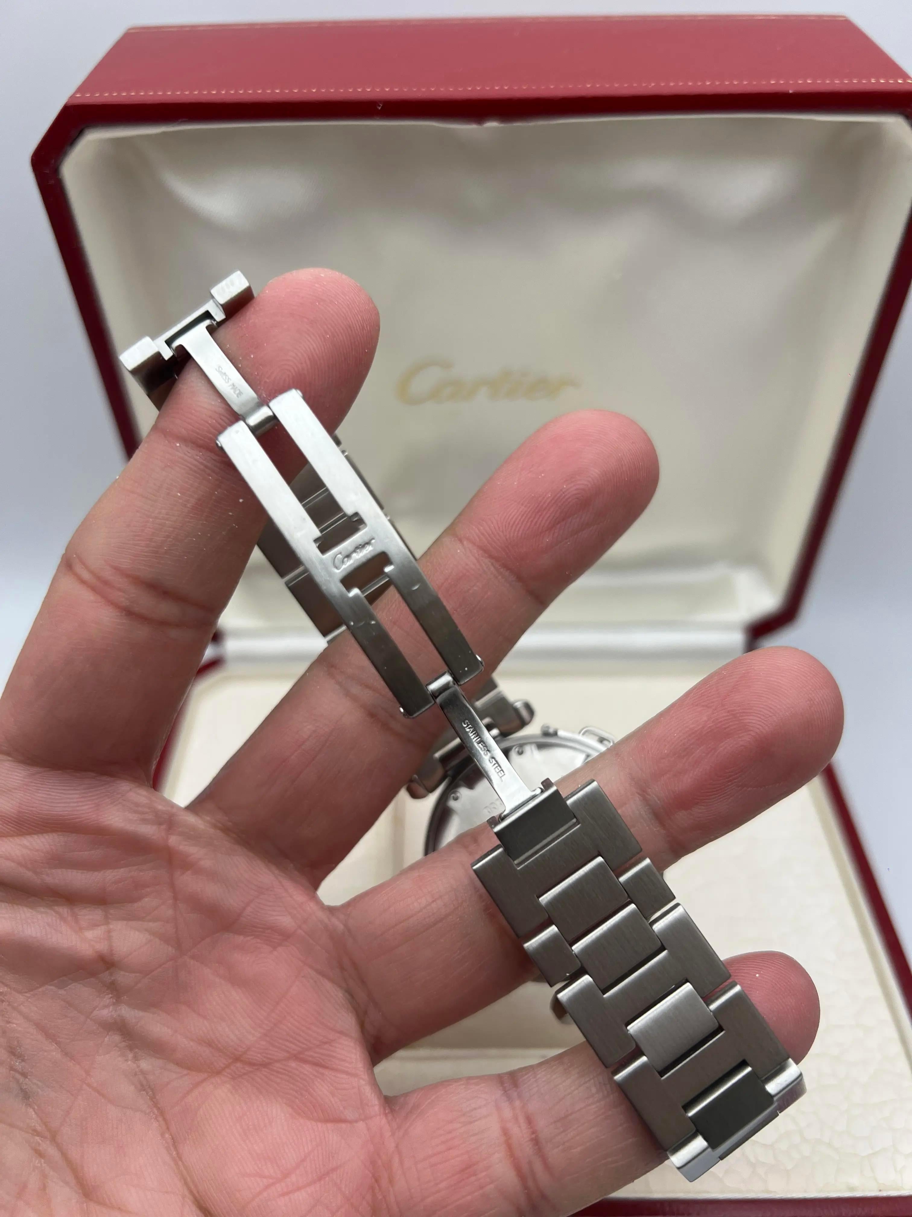 Cartier Pasha GMT 35mm Quadrante argento Orologio automatico in acciaio inossidabile W31029M7 in vendita 7
