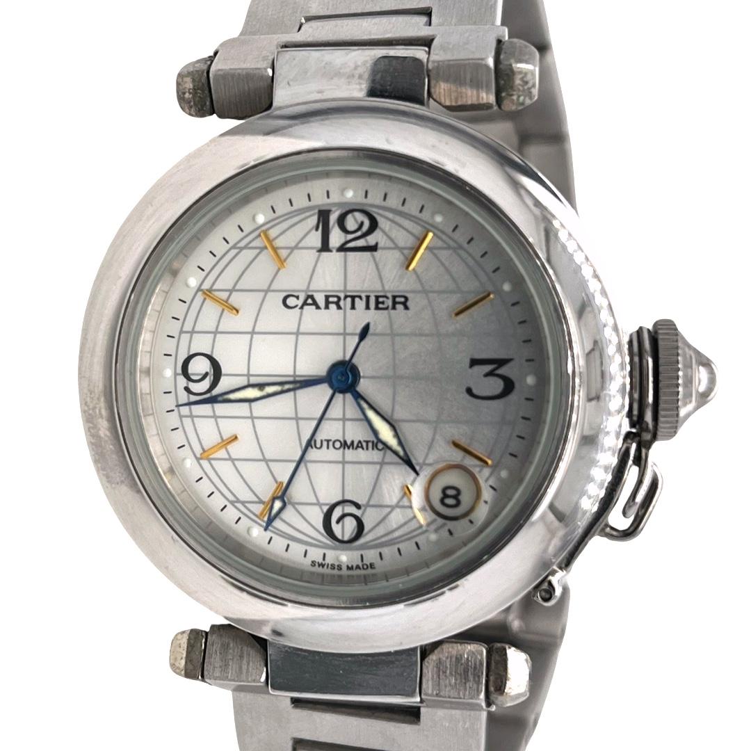 Cartier Pasha GMT REF 2324Armbanduhr aus Edelstahl für Damen oder Herren