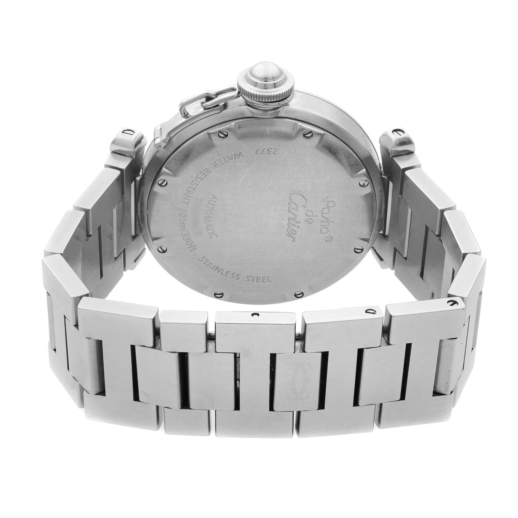 Cartier Pasha GMT Stainless Steel Silver Dial Automatic Unisex Watch W31029M7 1