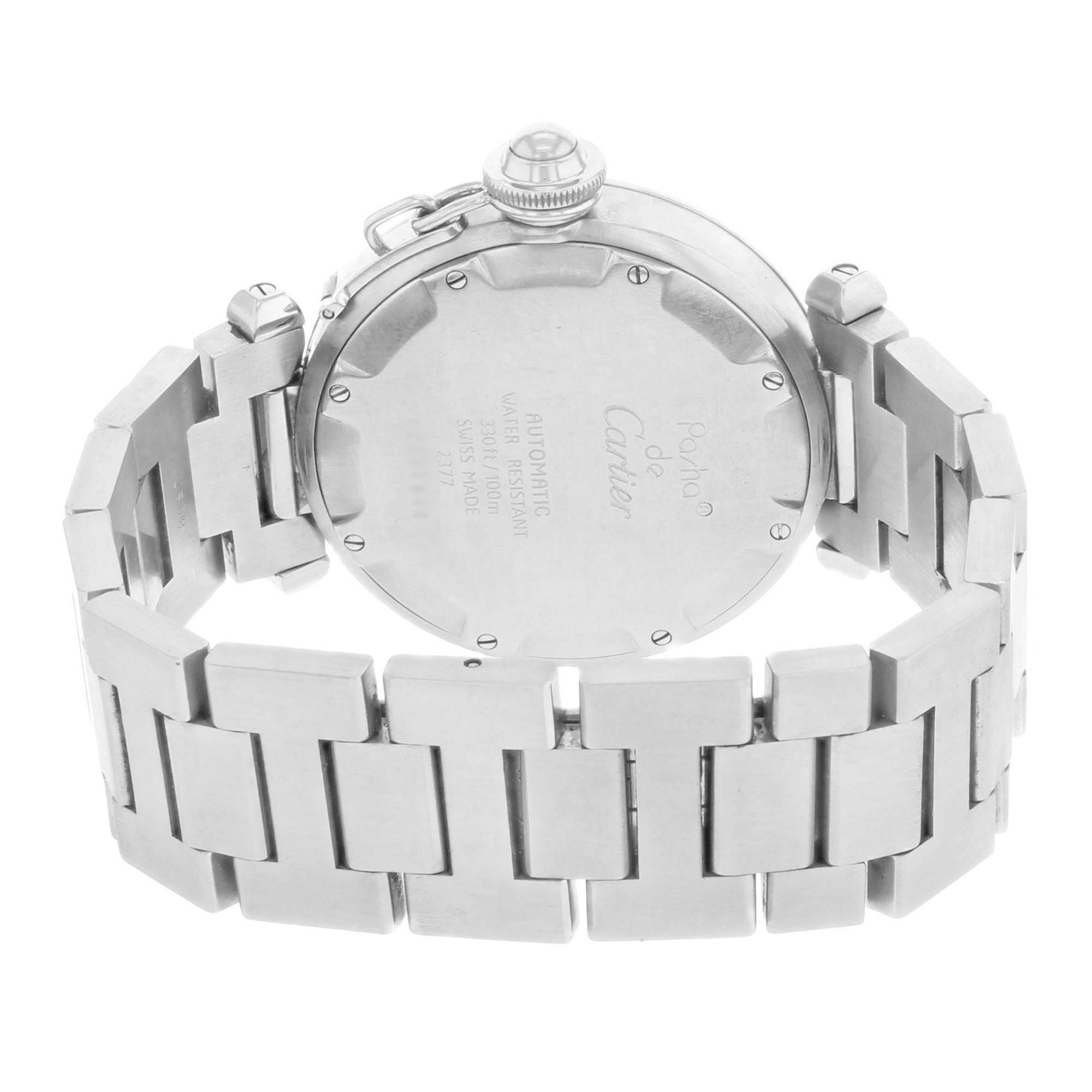 Cartier Pasha GMT W31029M7 Stainless Steel Automatic Unisex Watch In Good Condition In New York, NY