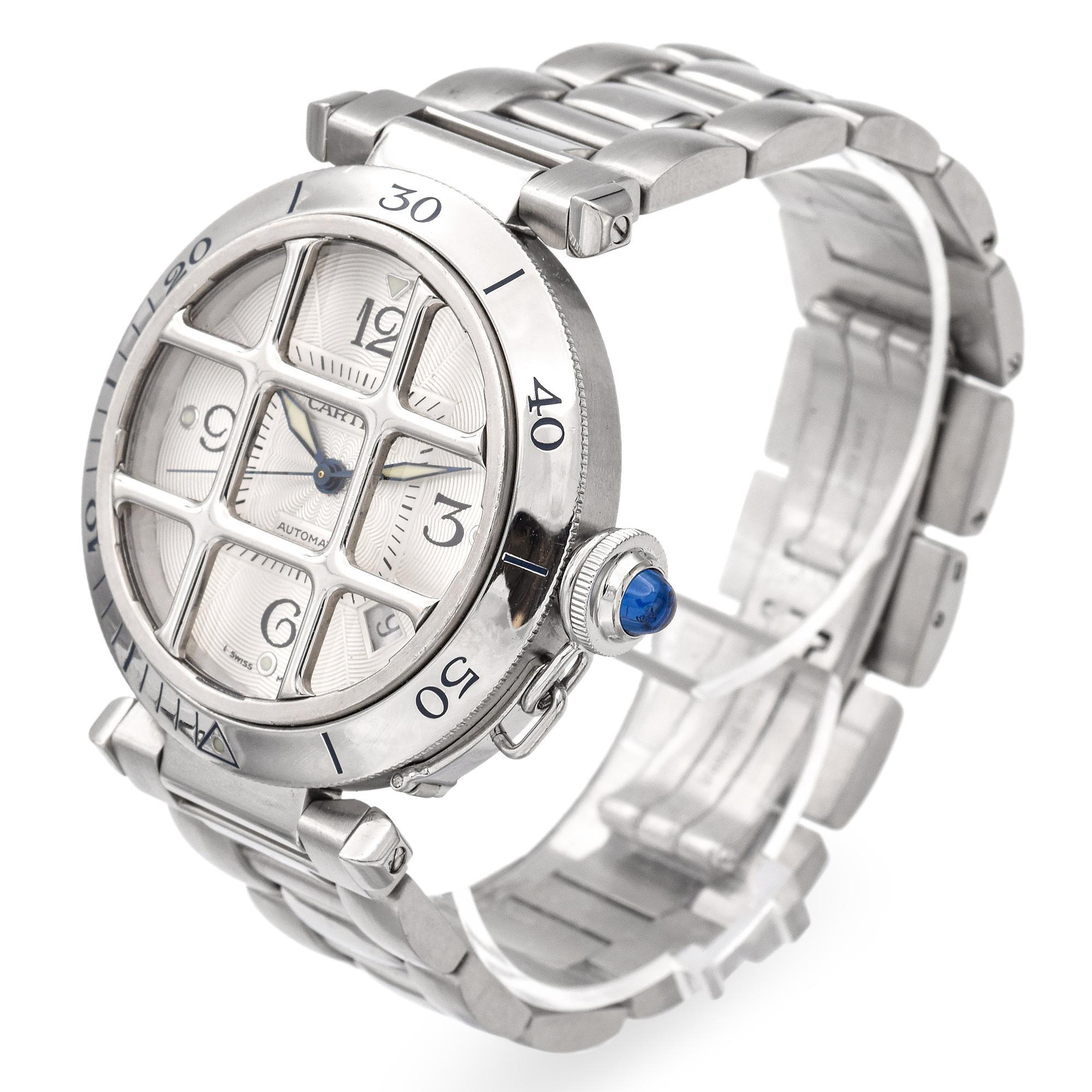 Cartier Pasha Grille Grid Automatic Watch 38mm 2379/93350CD In Good Condition In New York, NY