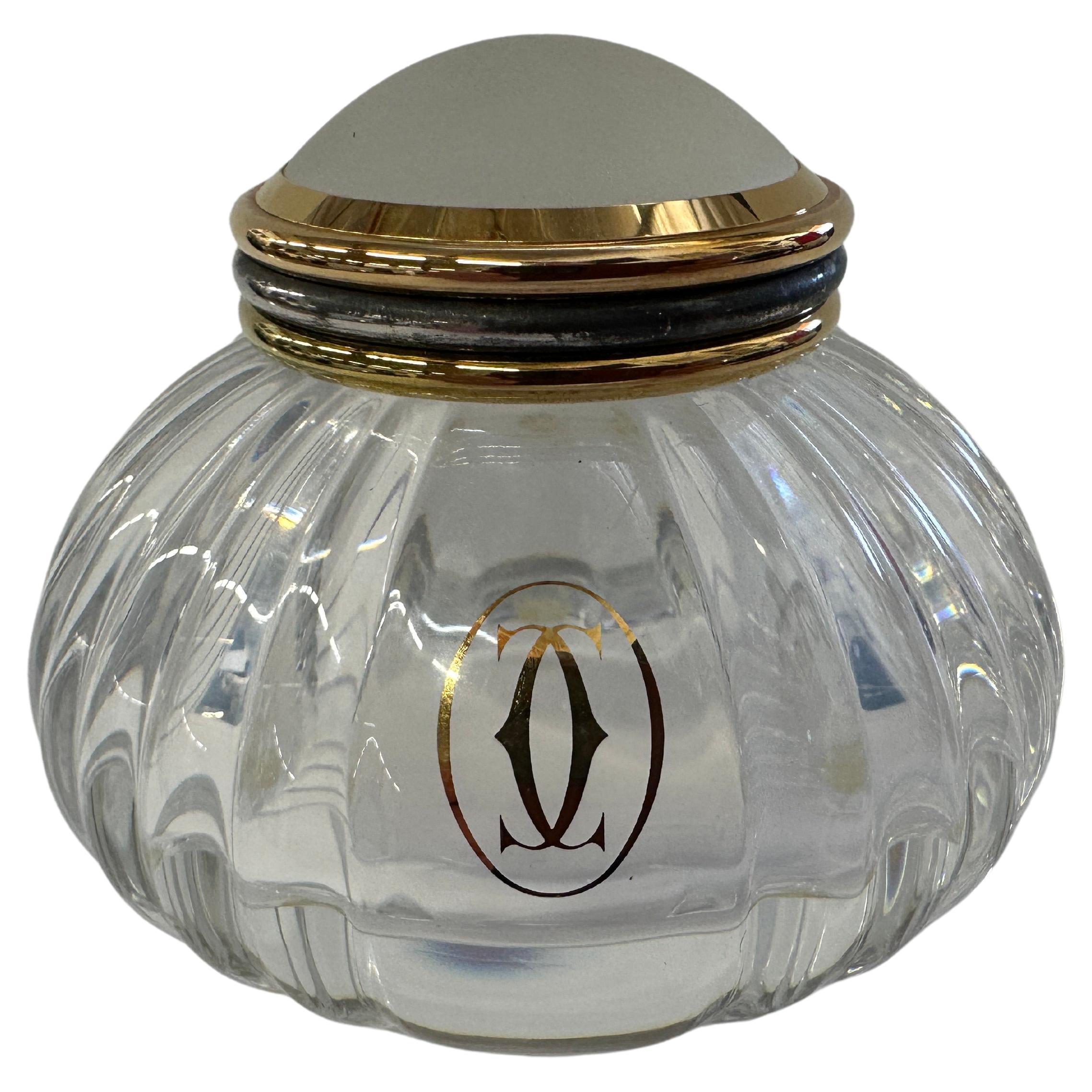 A nice little Cartier Crystal Inkwell. It came with a matching Pasha Pen. It is dated 1989 and signed on the interior of the lid and features the logo on the outside. Appears never used. Missing it's original box, but it comes in a cylindrical