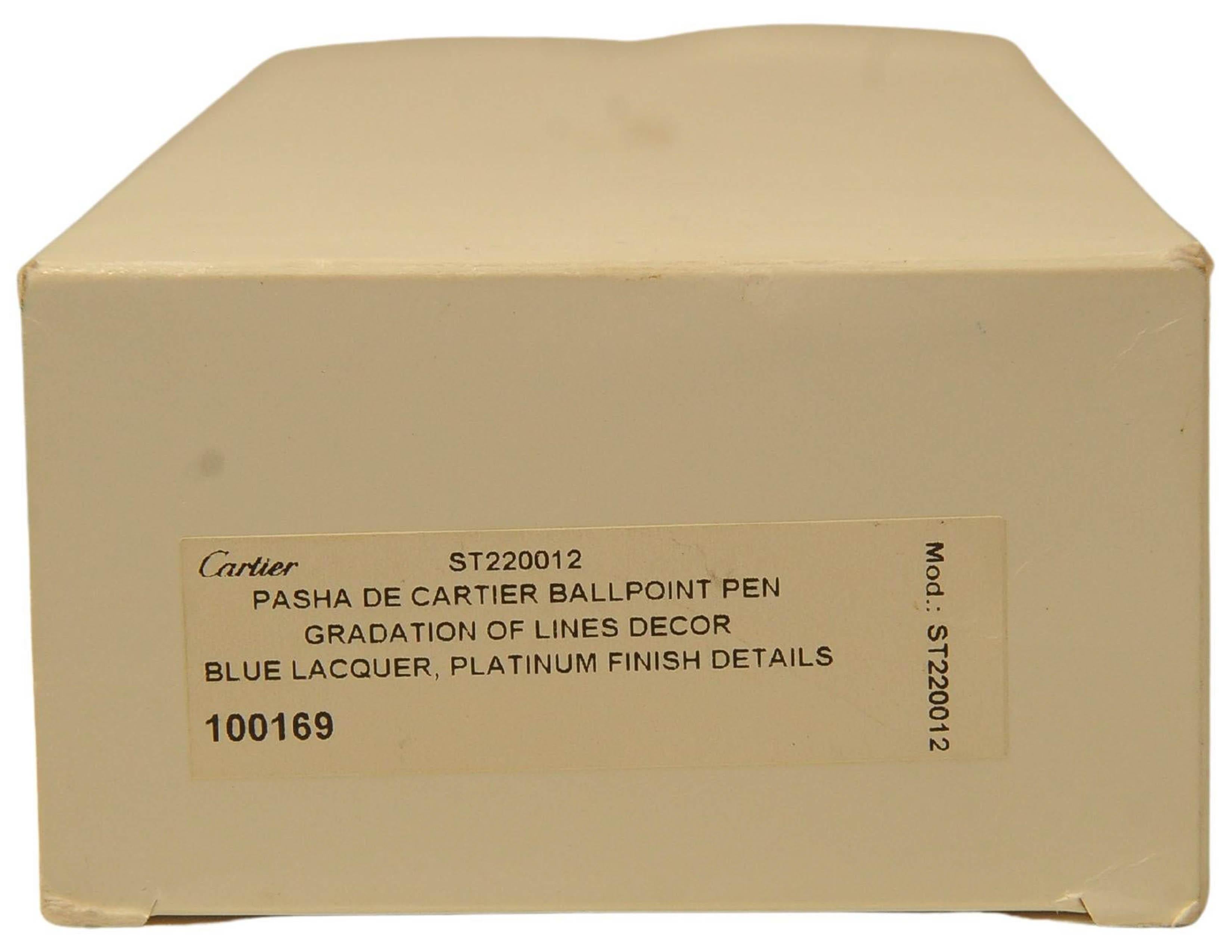 Francese Penna Roller Cartier Pasha in edizione limitata con finitura in platino e linee graduate in vendita