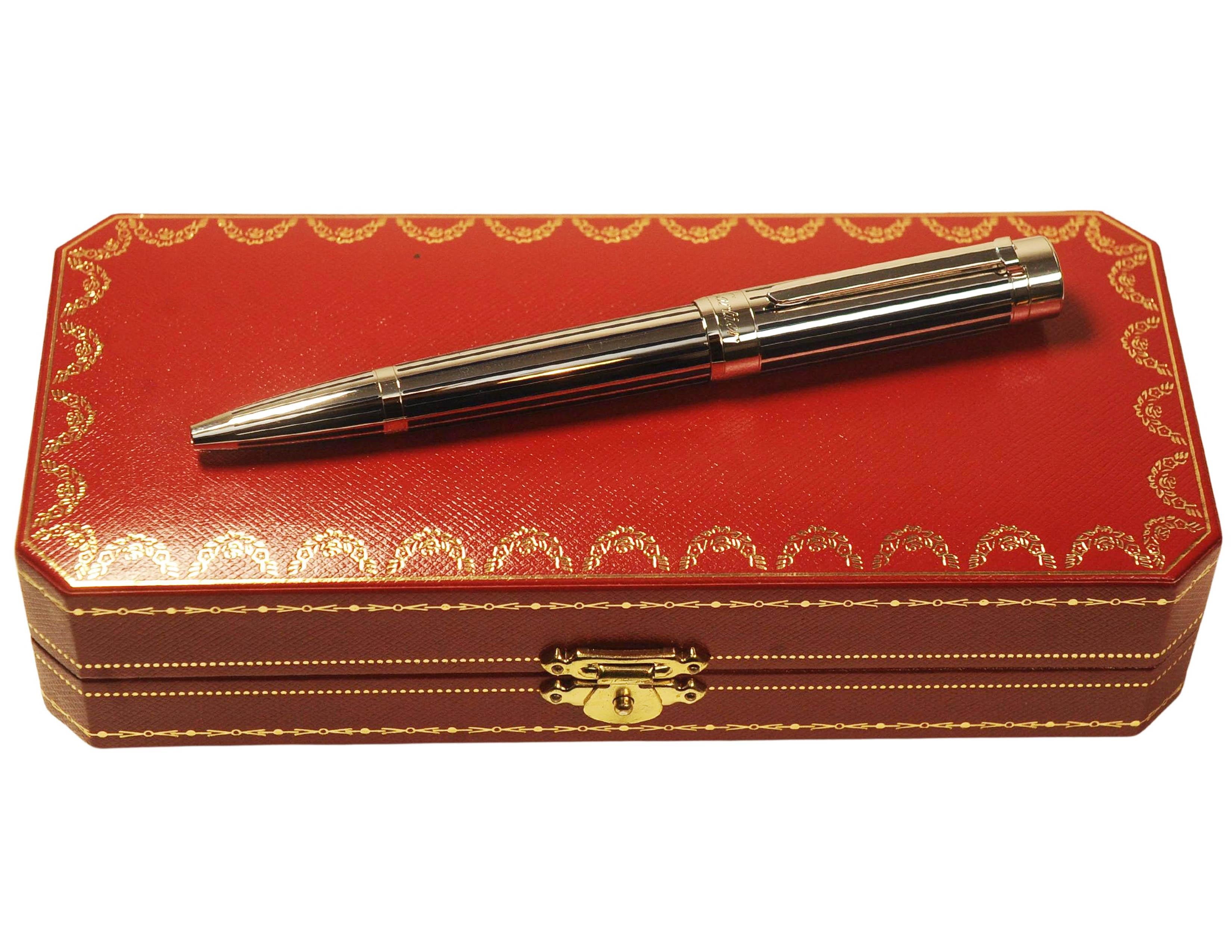 Penna Roller Cartier Pasha in edizione limitata con finitura in platino e linee graduate In condizioni buone in vendita a Reading, Berkshire