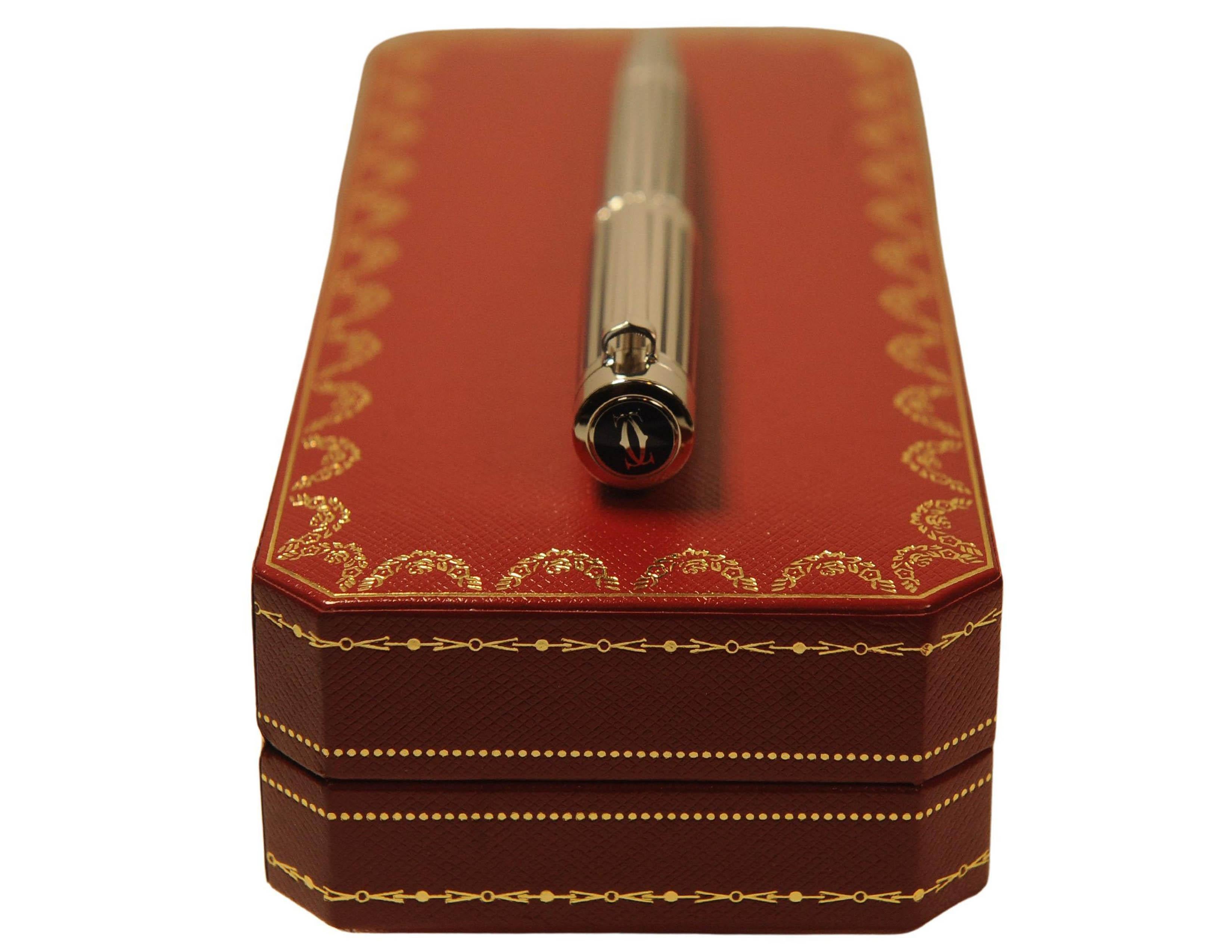 XXI secolo e contemporaneo Penna Roller Cartier Pasha in edizione limitata con finitura in platino e linee graduate in vendita