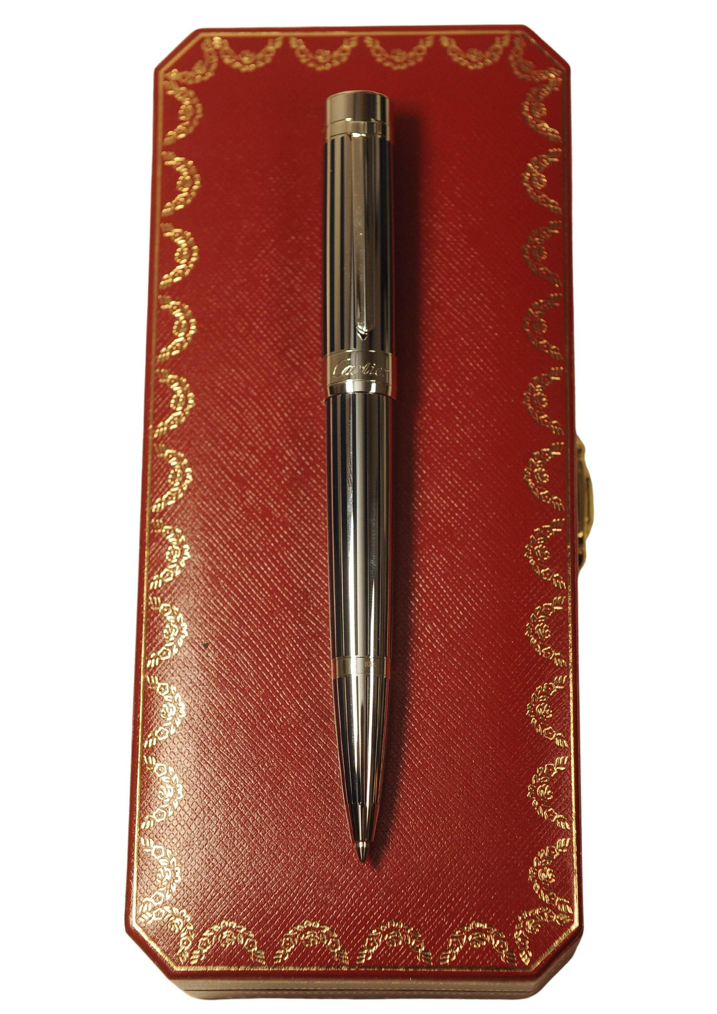 Platino Penna Roller Cartier Pasha in edizione limitata con finitura in platino e linee graduate in vendita