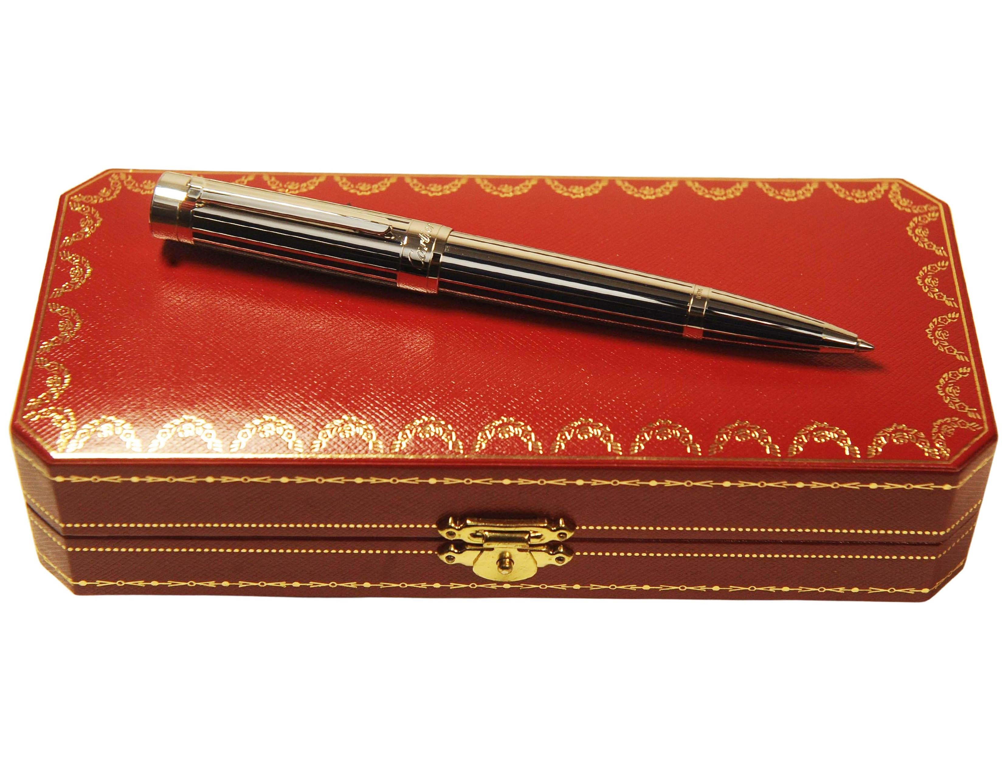 Penna Roller Cartier Pasha in edizione limitata con finitura in platino e linee graduate in vendita 2