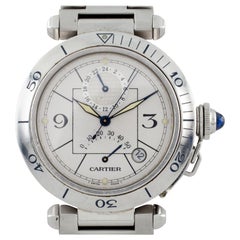 Cartier Pasha Men's Stainless Steel Automatic GMT Watch with Power Reserve 2388