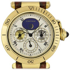 Cartier Pasha Moonphase 18 Karat Yellow Gold White Dial Automatic Watch