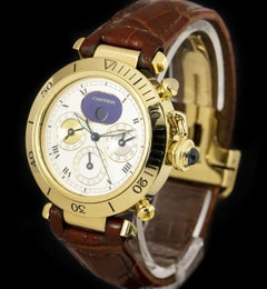 Cartier Pasha Moonphase 18 Karat Yellow Gold White Dial Automatic Watch