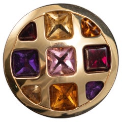 Cartier Pasha Multi Gemstone Cocktail Ring 18K Yellow Gold France Box Papers