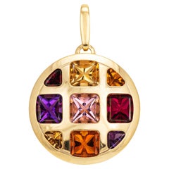 Cartier Pasha Multi Gemstone Pendant Estate 18k Yellow Gold Fine Signed Jewelry