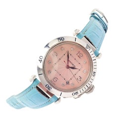 Cartier Pasha Pink Dial Diamond Automatic White Gold Watch