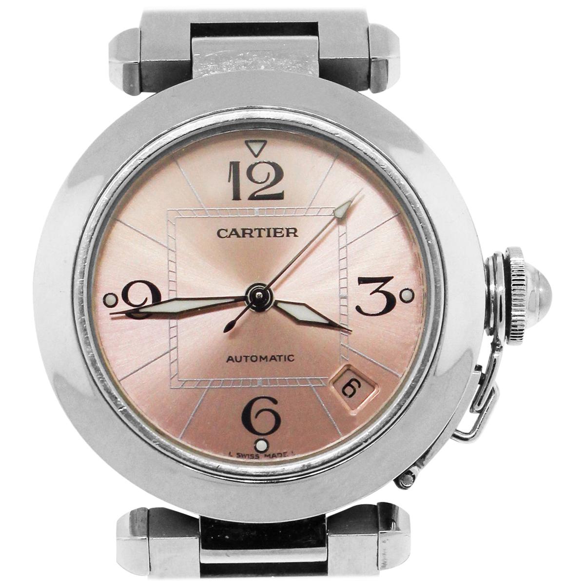 Cartier Pasha Pink Dial Steel Ladies Watch