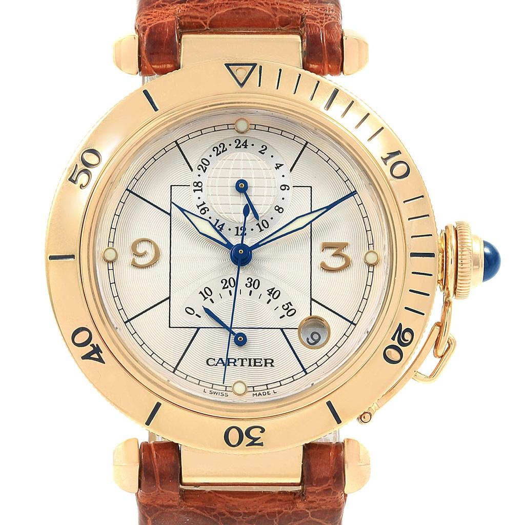 Cartier Pasha Power Reserve GMT 18 Karat Yellow Gold Men's Watch W30144D1 6