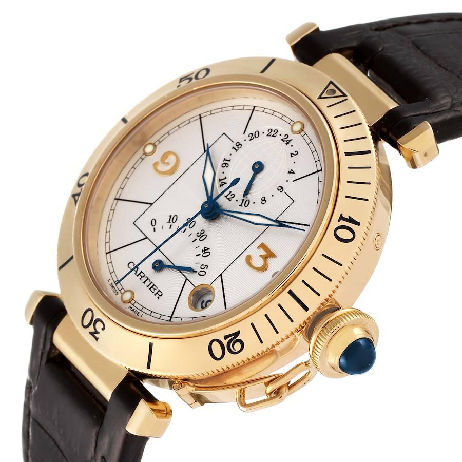 Cartier Pasha Power Reserve GMT 18K Gelbgold Herrenuhr W30144D1 im Angebot 2