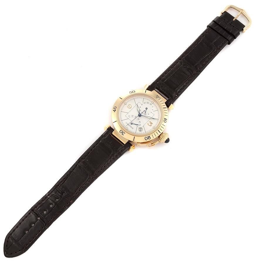 Cartier Pasha Power Reserve GMT 18K Gelbgold Herrenuhr W30144D1 im Angebot 6