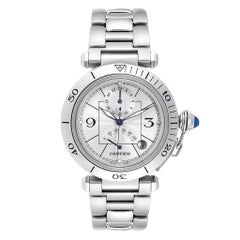 Cartier Pasha Power Reserve GMT Steel Men's Watch W31037H3 Papers