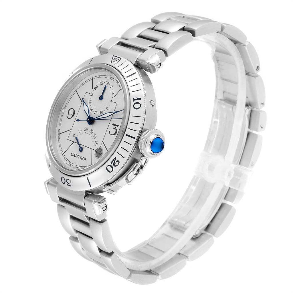 Cartier Pasha Power Reserve GMT Steel Men's Watch W31037H3 Papers 1