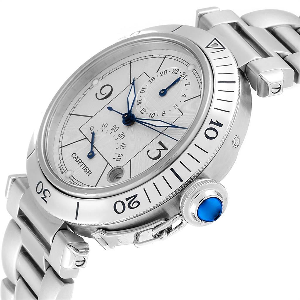 Cartier Pasha Power Reserve GMT Steel Men's Watch W31037H3 Papers 2